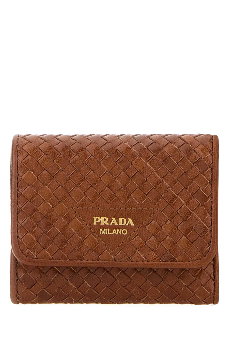 Brown Logo Woven Wallet 1