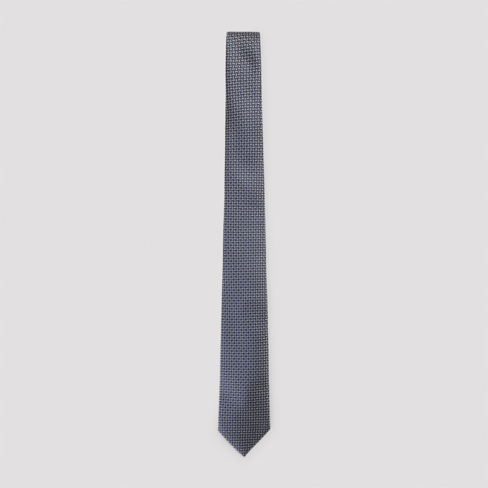 Navy Blue Geometric Pattern Tie 3