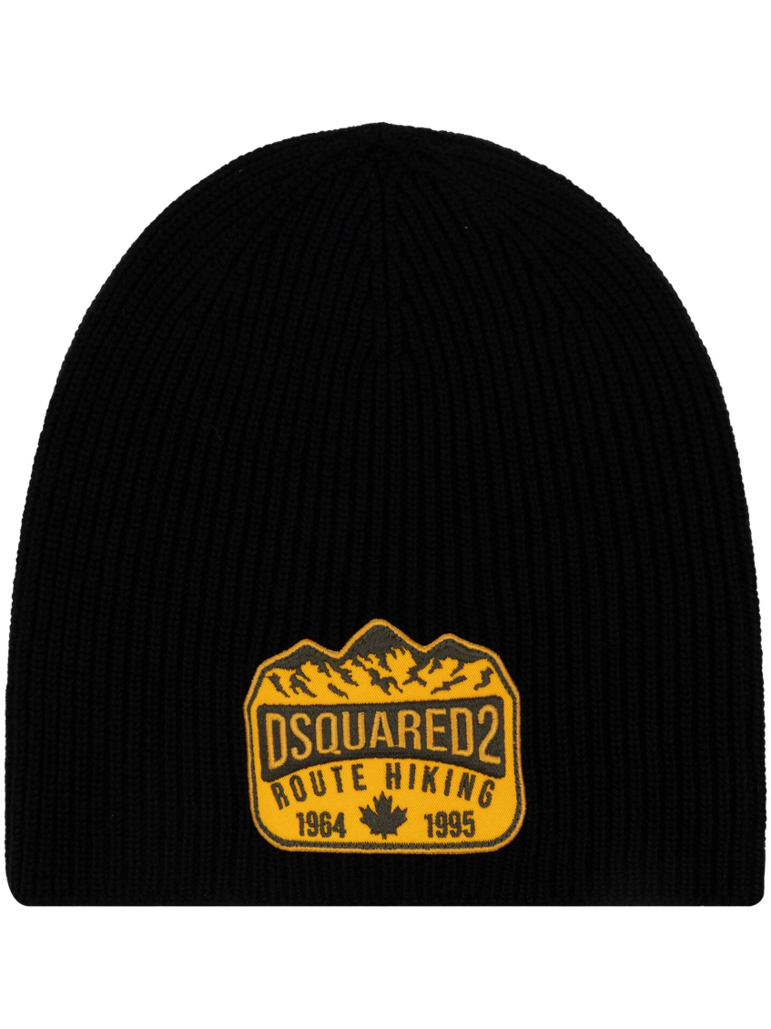 Black Logo-applique Wool Beanie Hat 1