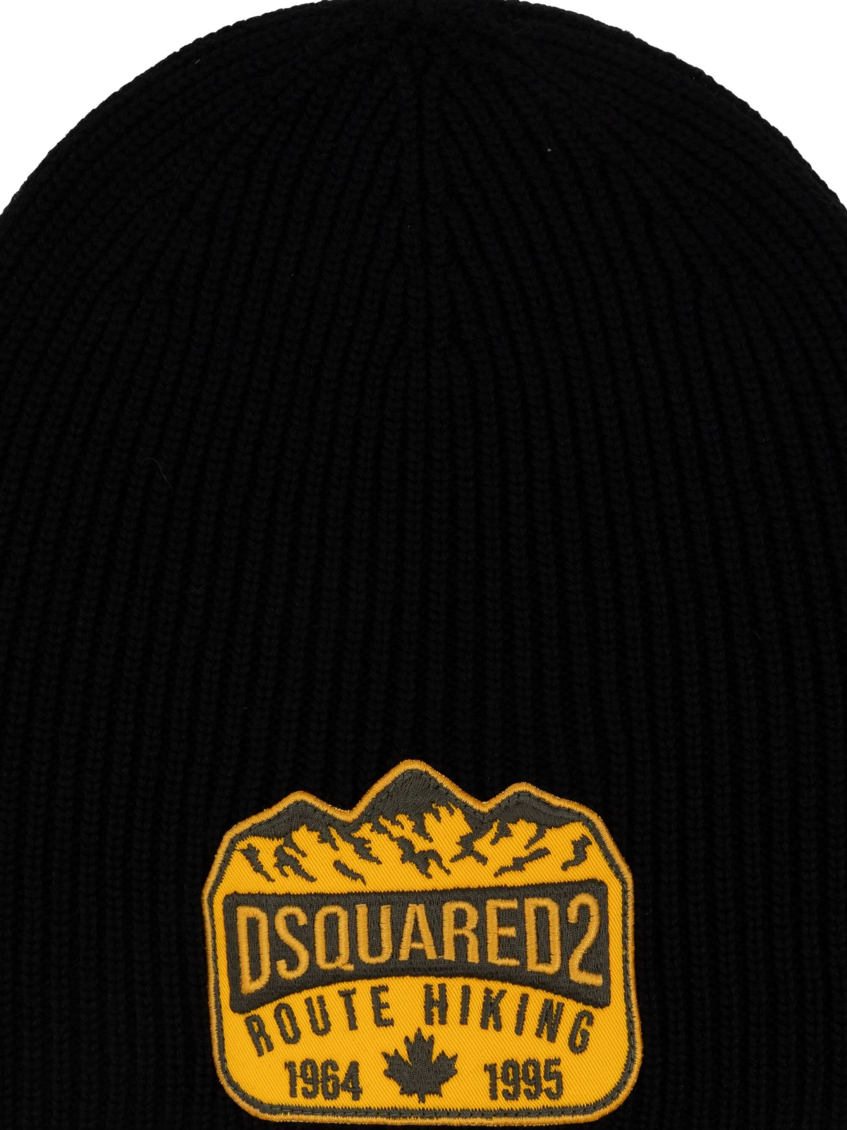 Black Logo-applique Wool Beanie Hat 3