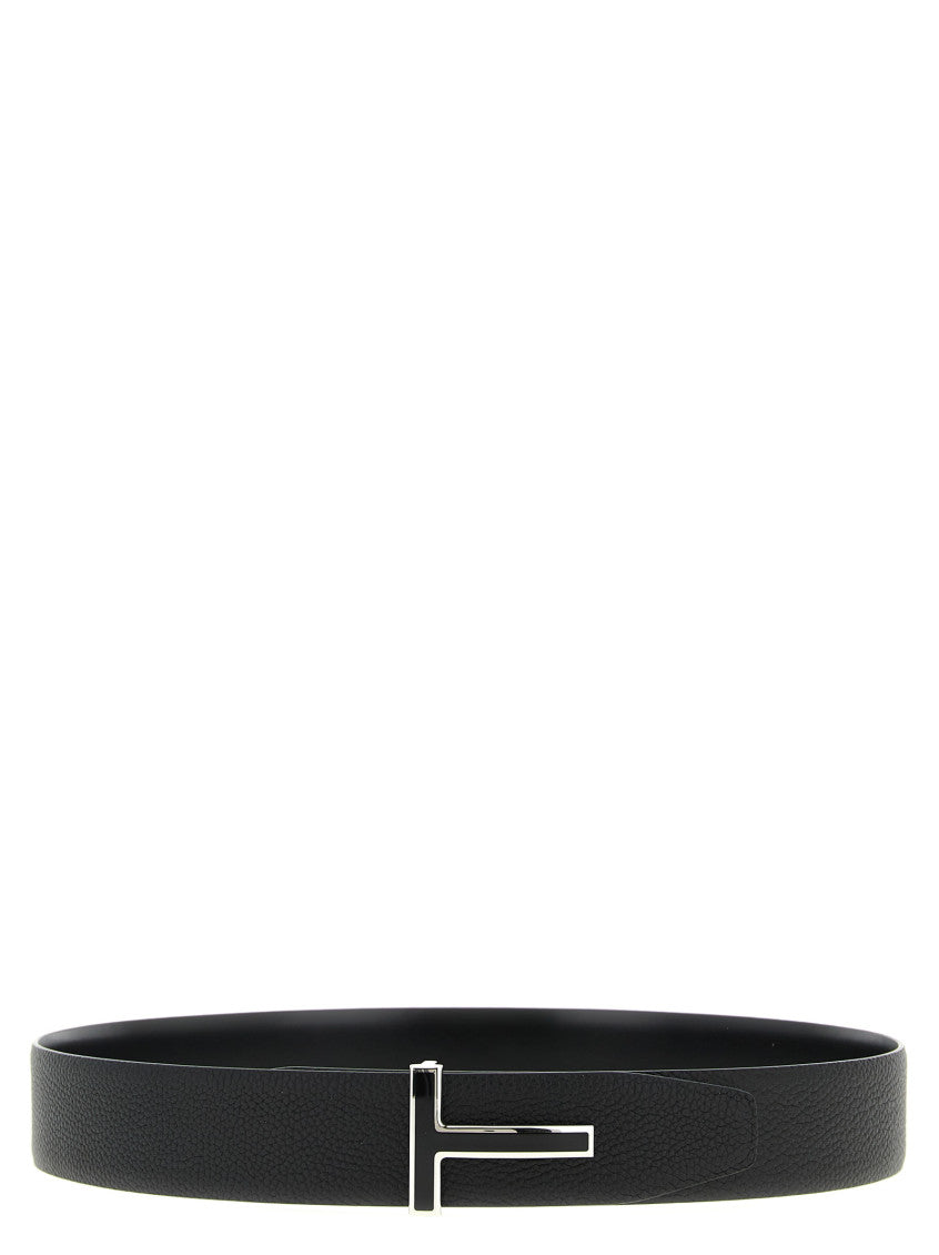 Black Reversible Buckle Textured Belt 1