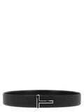 Black Reversible Buckle Textured Belt 1