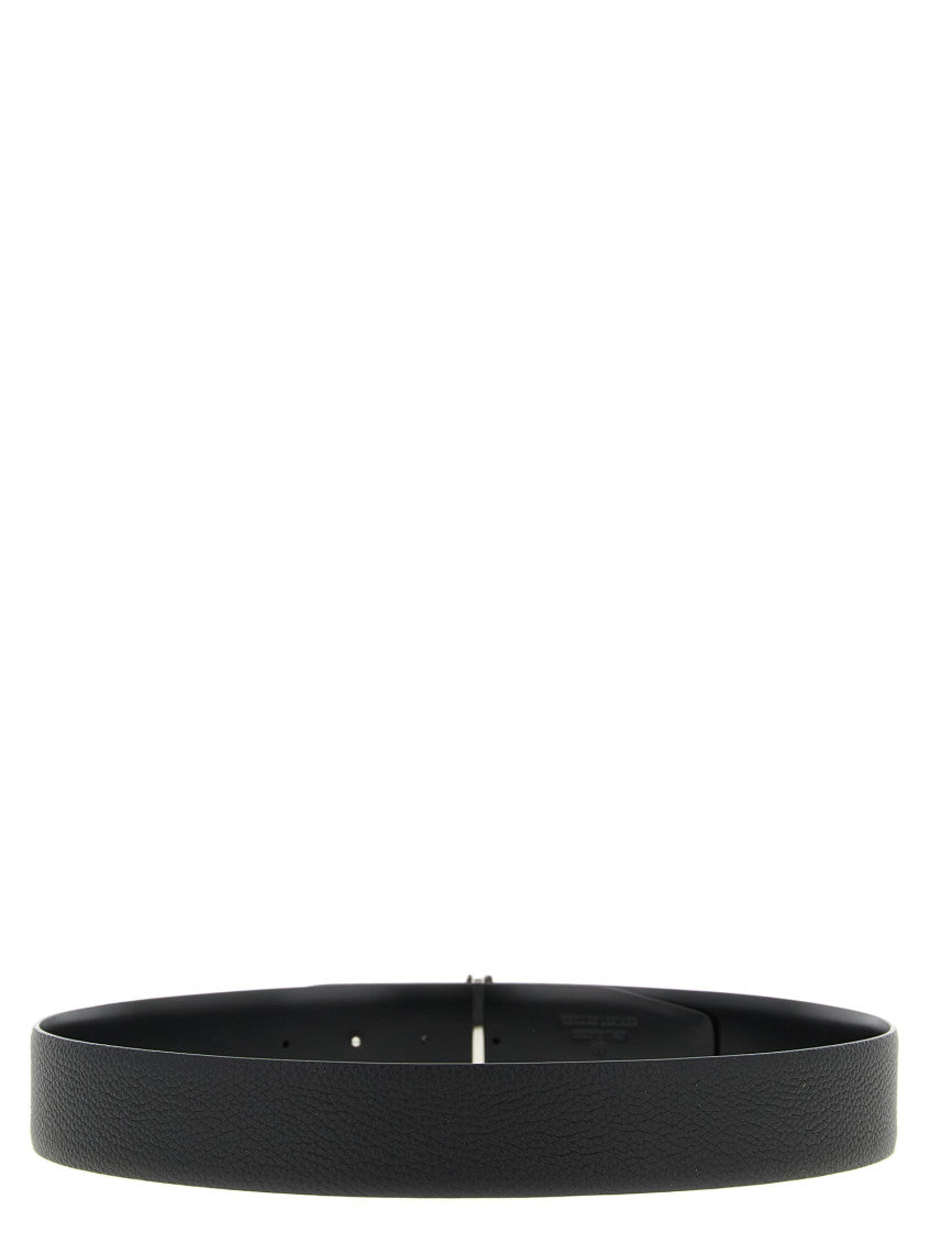 Black Reversible Buckle Textured Belt 3