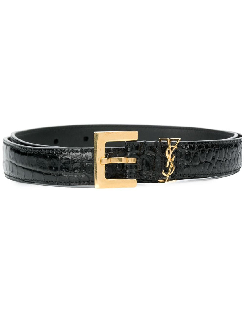 Black Cassandre leather belt 1