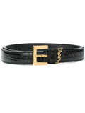 Black Cassandre leather belt 1
