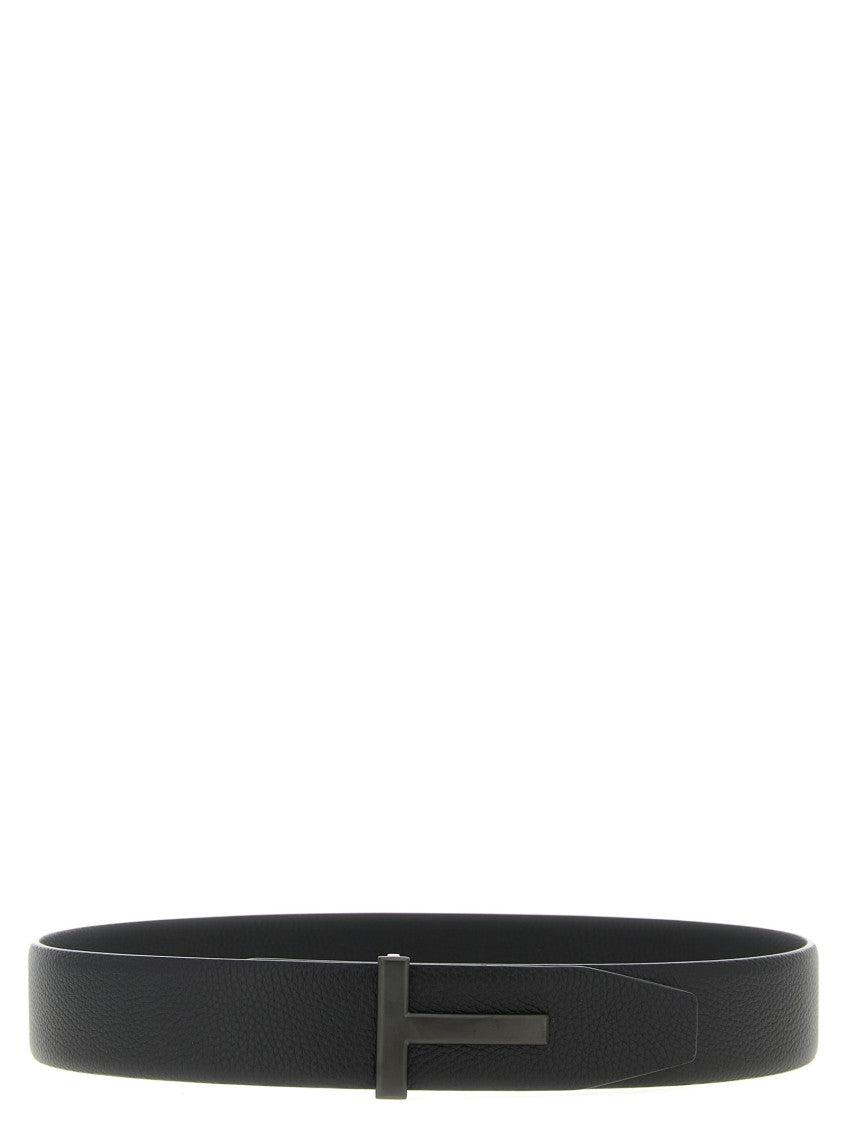 Black Reversible T Buckle Belt 1