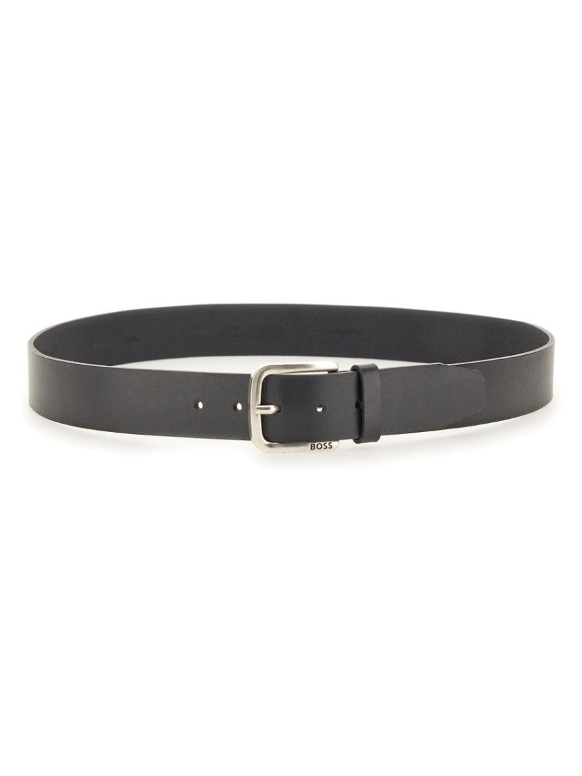 Black Solid Buckle Belt 1