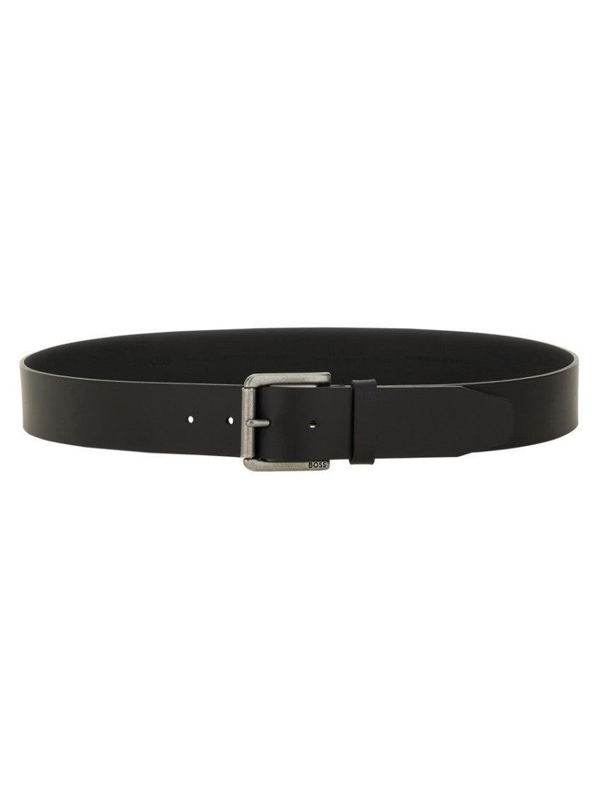 Black Solid Buckle Belt 1