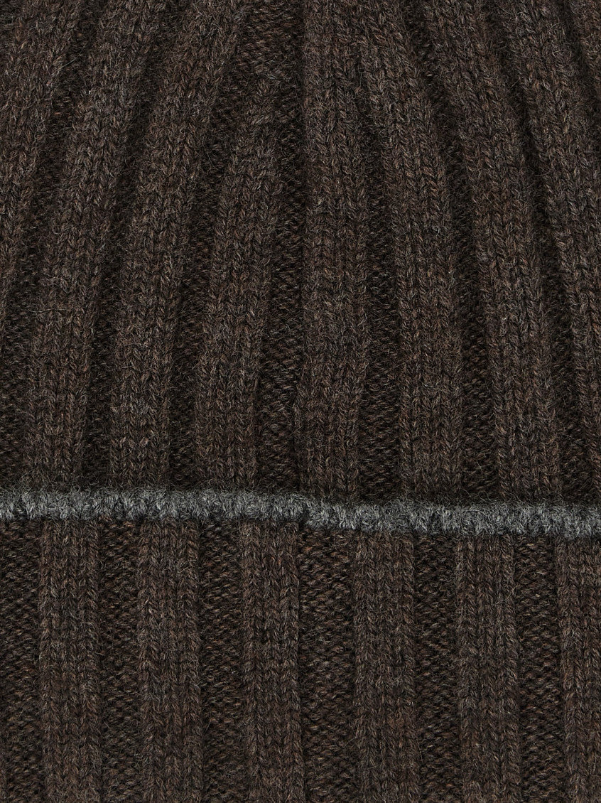 Dark Brown Knitted Beanie Hat 3