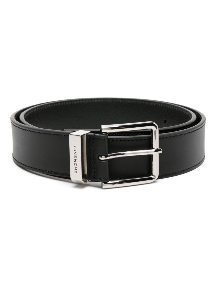 Black Solid Leather Belt 1