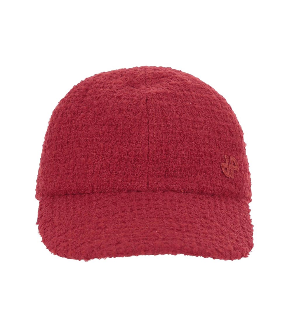 Red Textured Tweed Baseball Cap 1