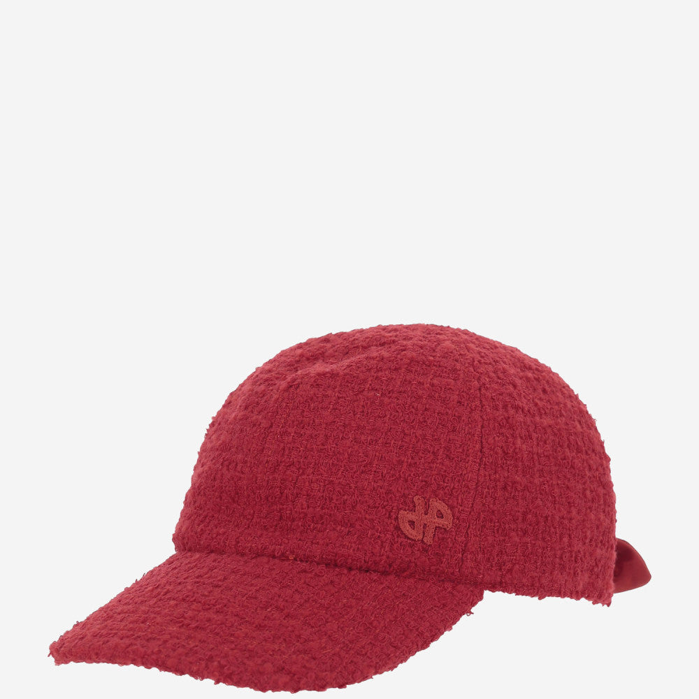 Red Textured Tweed Baseball Cap 2