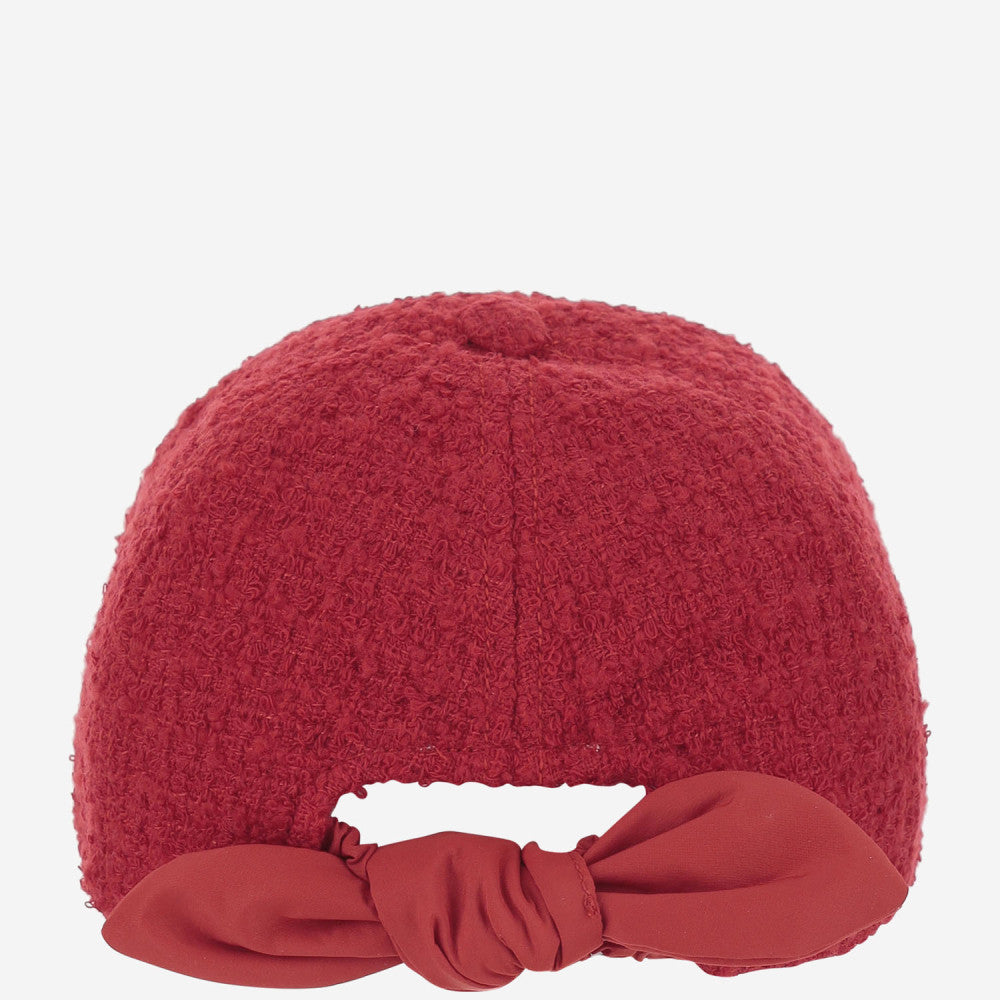 Red Textured Tweed Baseball Cap 3