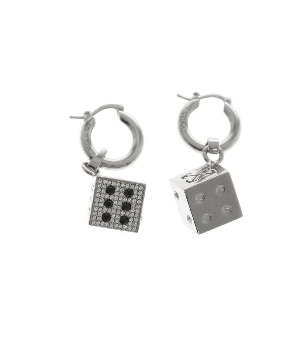 Silver Dice Hoop Earrings 1