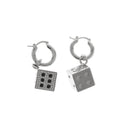 Silver Dice Hoop Earrings 1