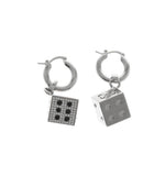 Silver Dice Hoop Earrings 1