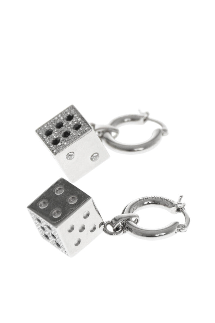 Silver Dice Hoop Earrings 2