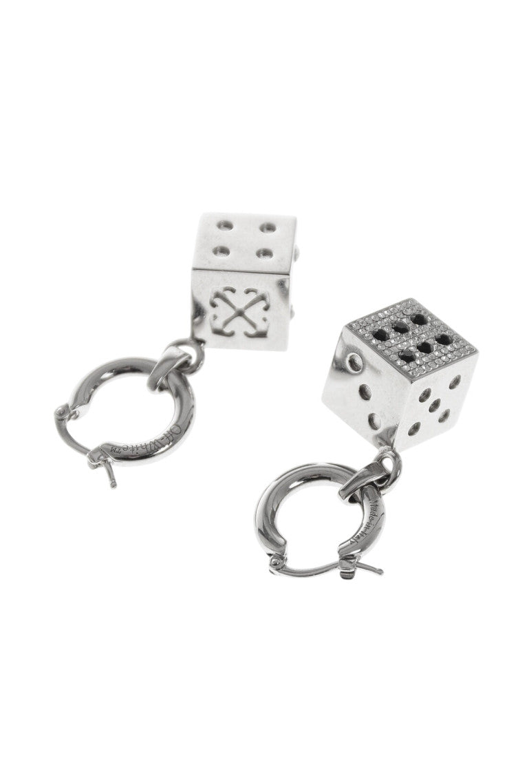 Silver Dice Hoop Earrings 3
