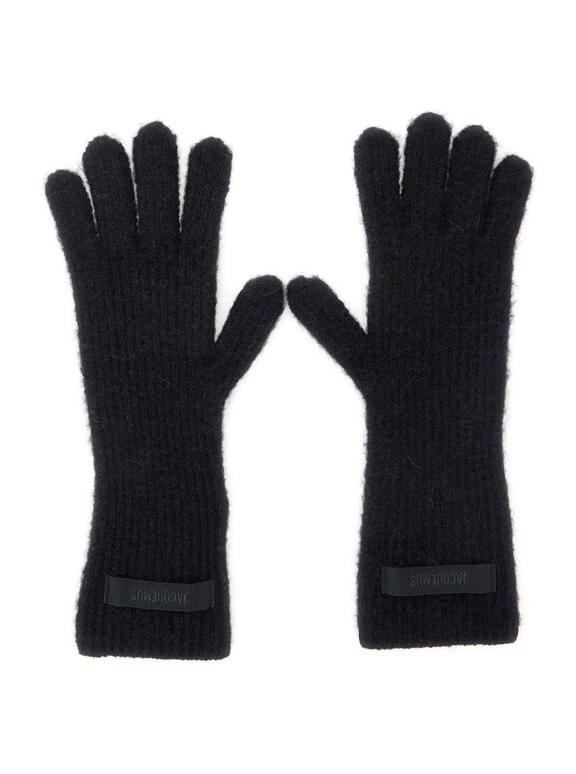 Black Logo Embroidered Gloves 1