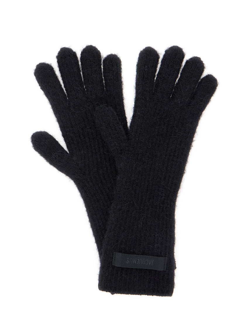 Black Logo Embroidered Gloves 3