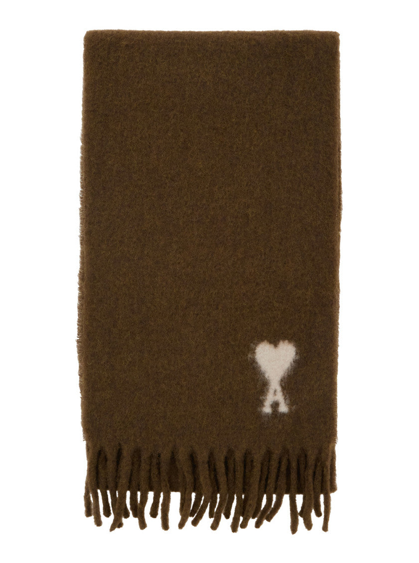Brown Logo Textured Scarf 1