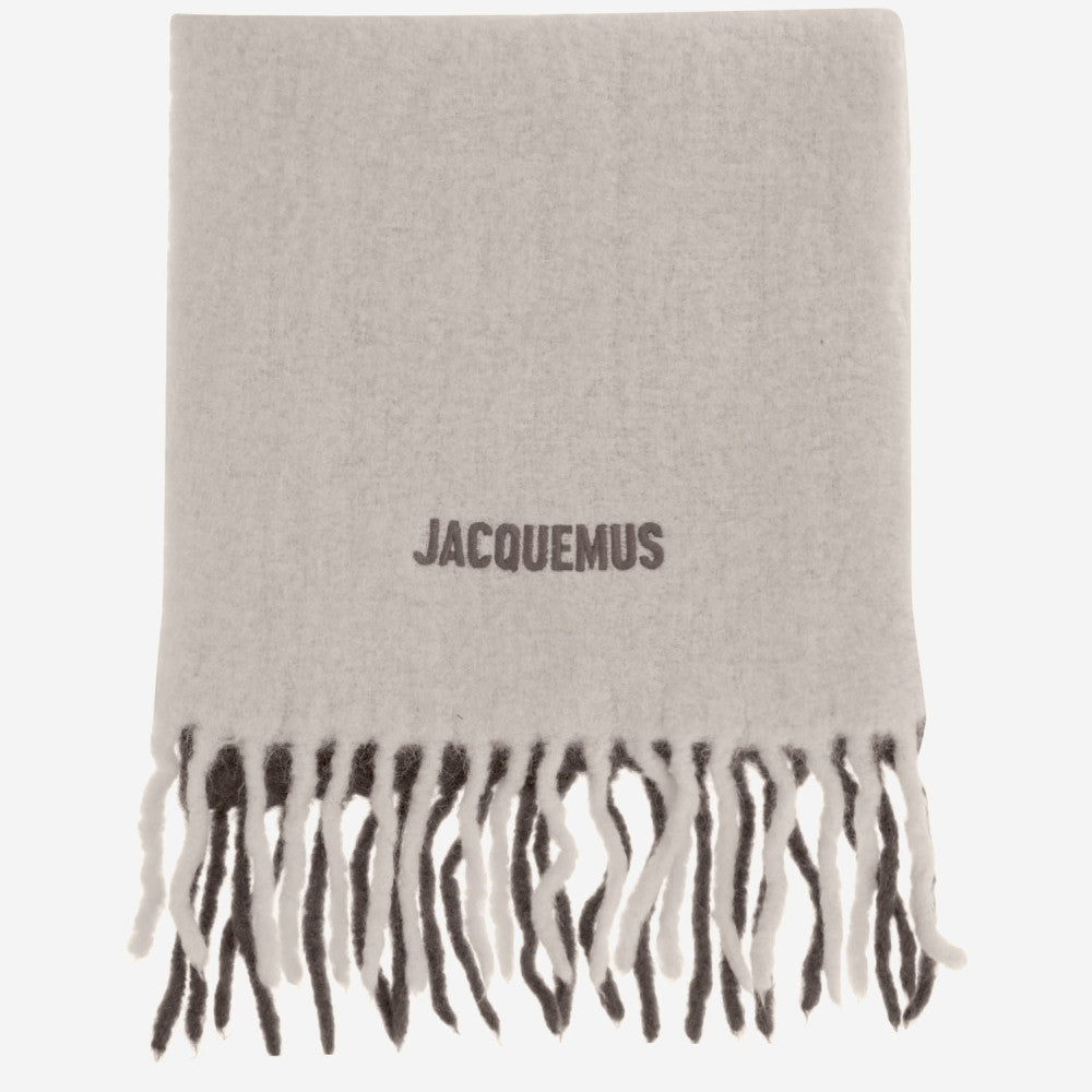 Beige Embroidered Logo Scarf 1