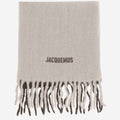 Beige Embroidered Logo Scarf 1