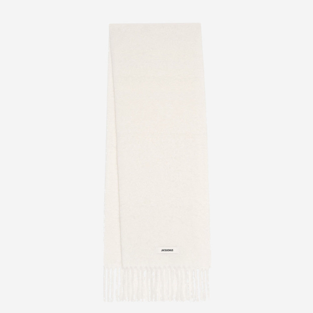 Off White Embroidered Logo Scarf 1