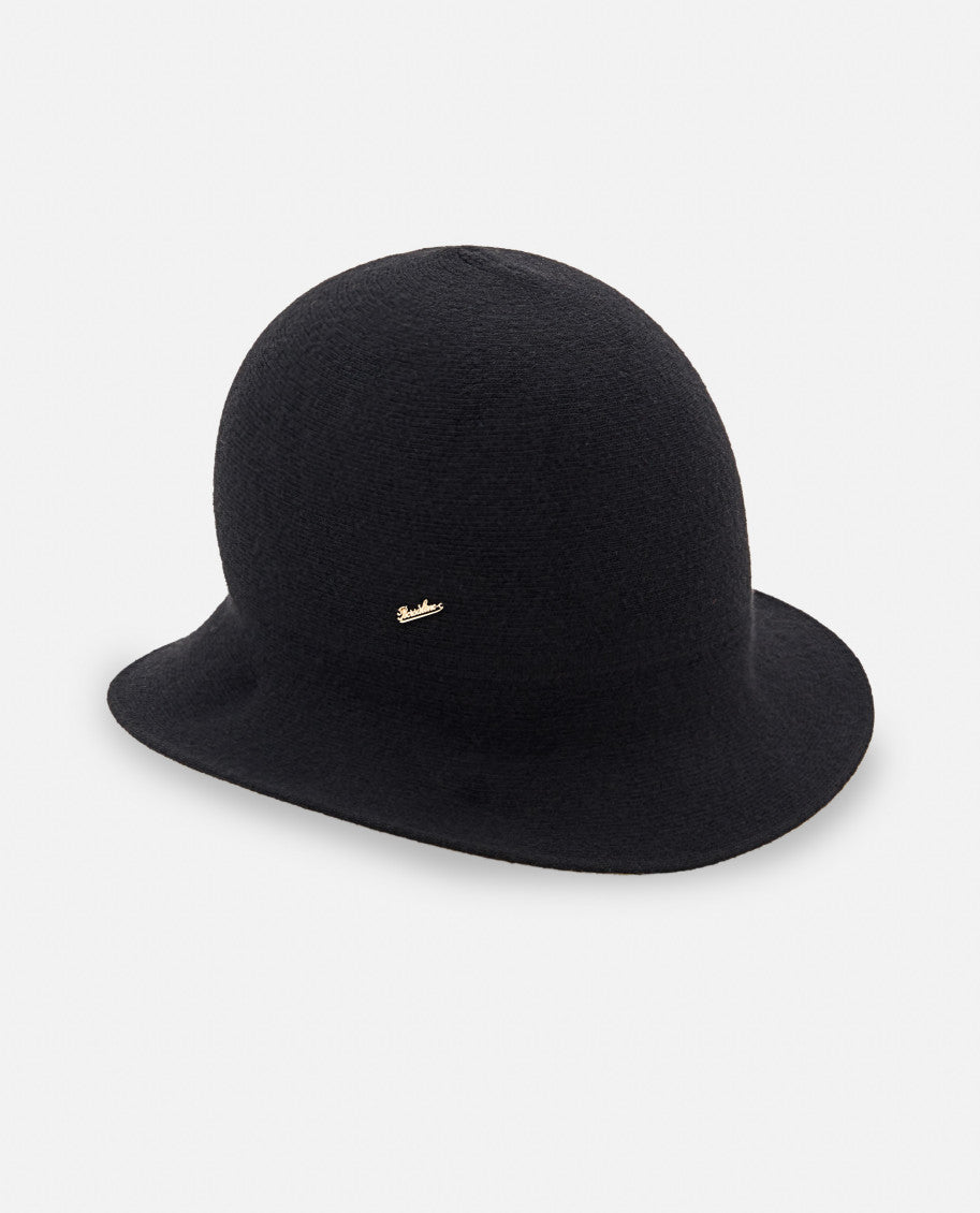 Black Logo Solid Cloche Hat 1