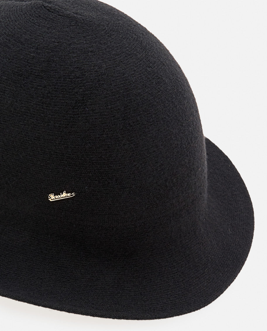 Black Logo Solid Cloche Hat 2