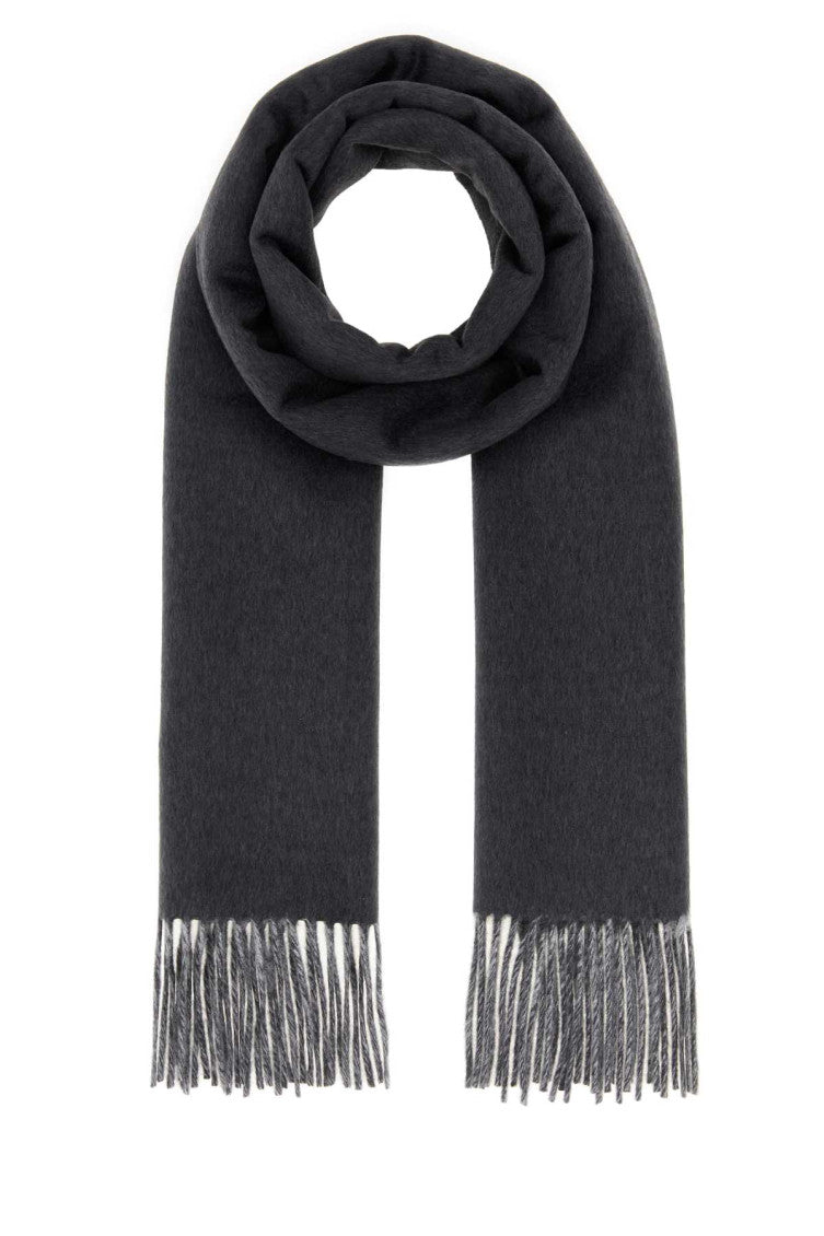 Grey Solid Fringed Scarf 1