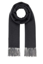 Grey Solid Fringed Scarf 1