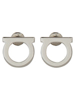 Silver Gancini Logo Stud Earrings 1