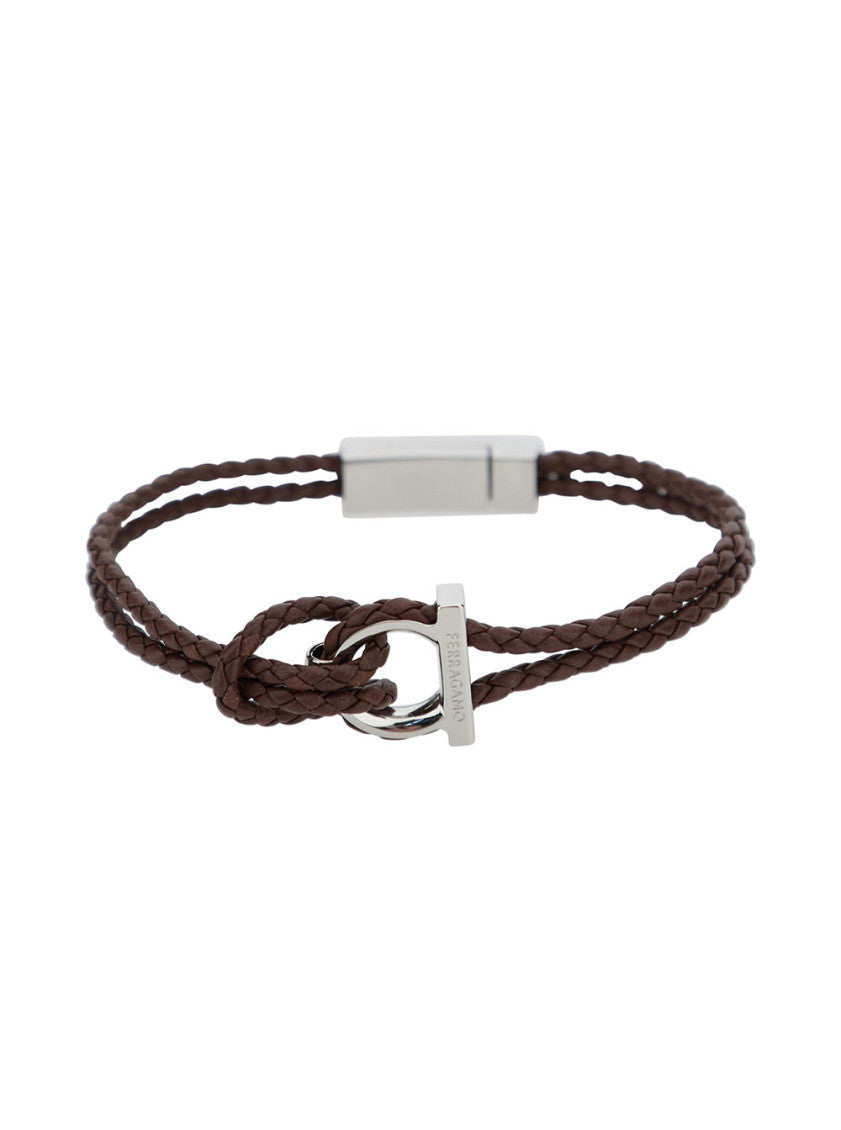 Brown Gancini Braided Bracelet 1