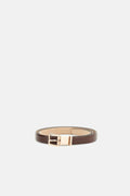 Dark Brown Logo Buckle Belt 1