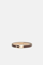Dark Brown Logo Buckle Belt 1