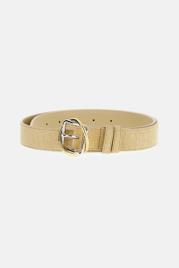 Beige Logo Buckle Belt 1