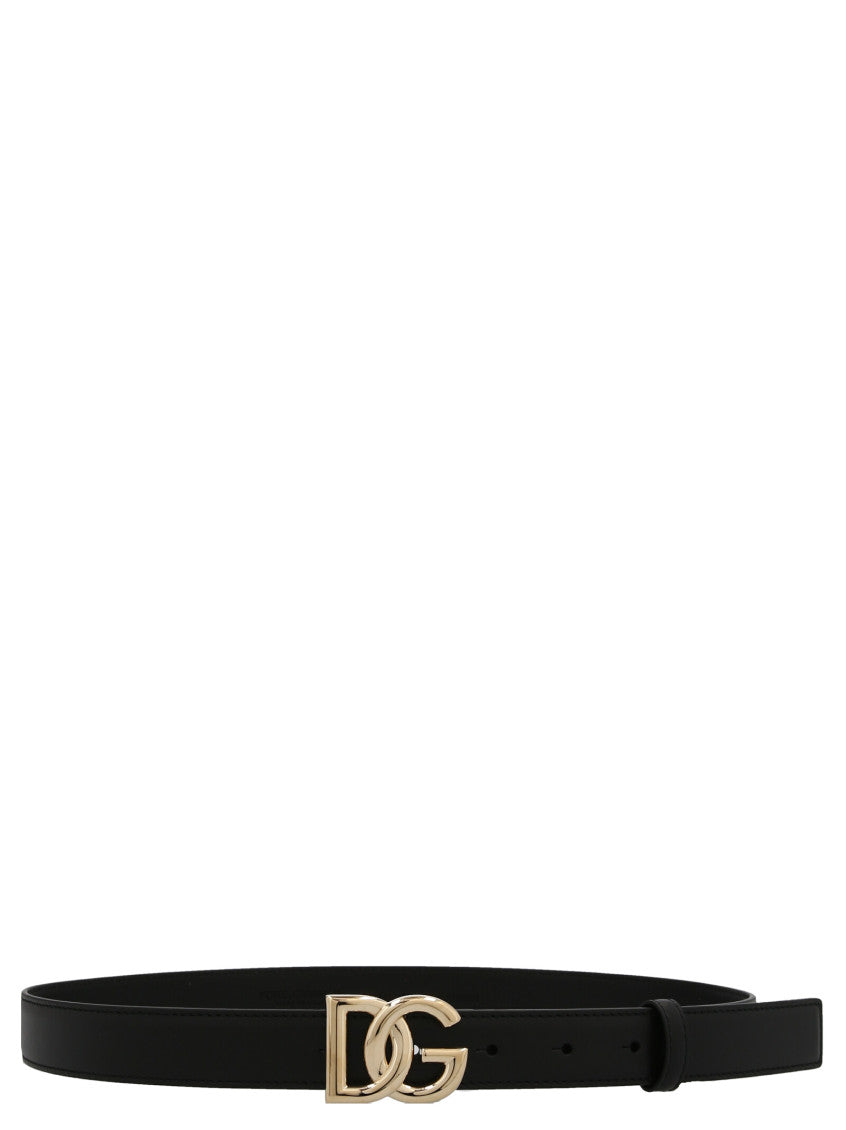 Black DG Logo Leather Belt 1
