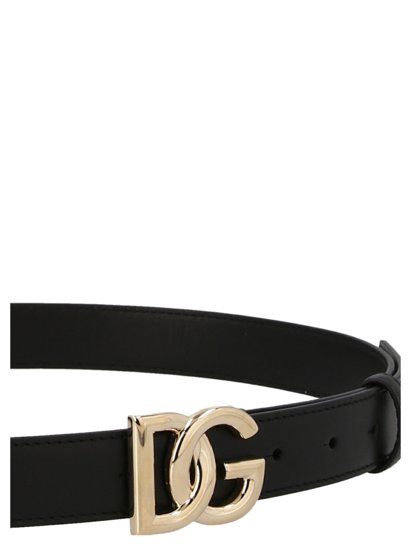 Black DG Logo Leather Belt 3