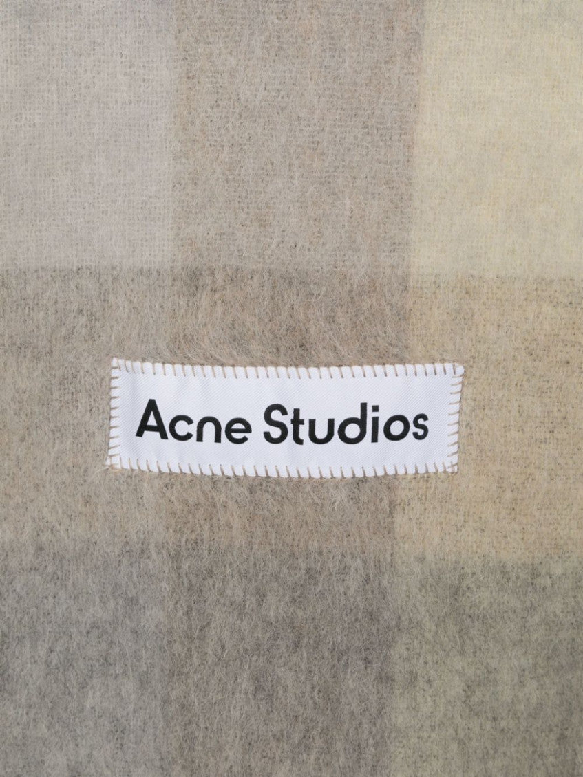Beige Logo Fringed Scarf 2