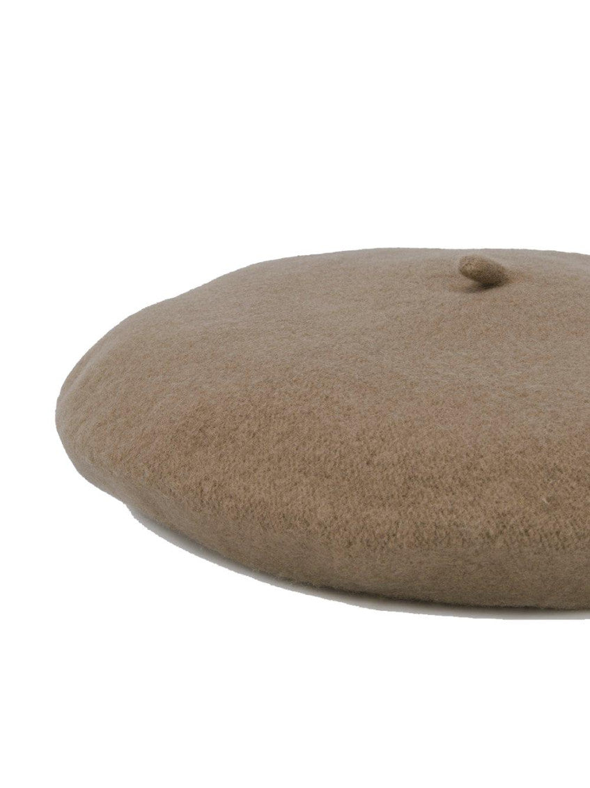 Beige Knitted Beret Hat 2
