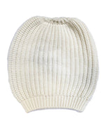White Ribbed Beanie Hat 1