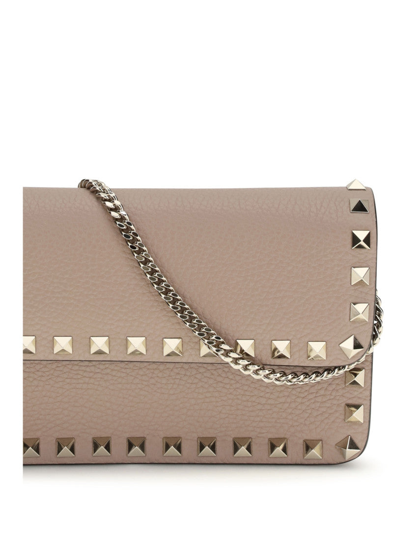 Beige Rockstud Studded Wallet 4