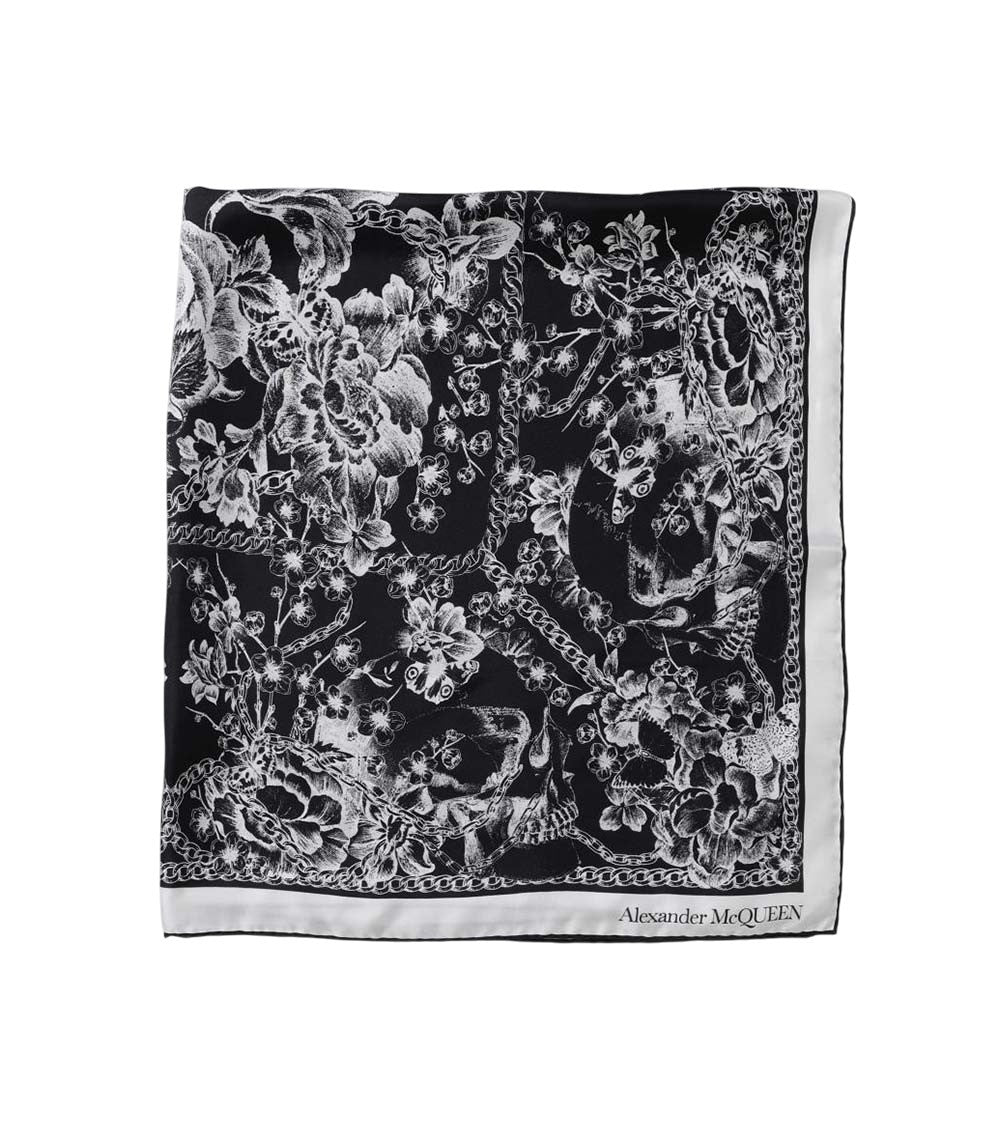 BlackWhite Floral Scarf 1