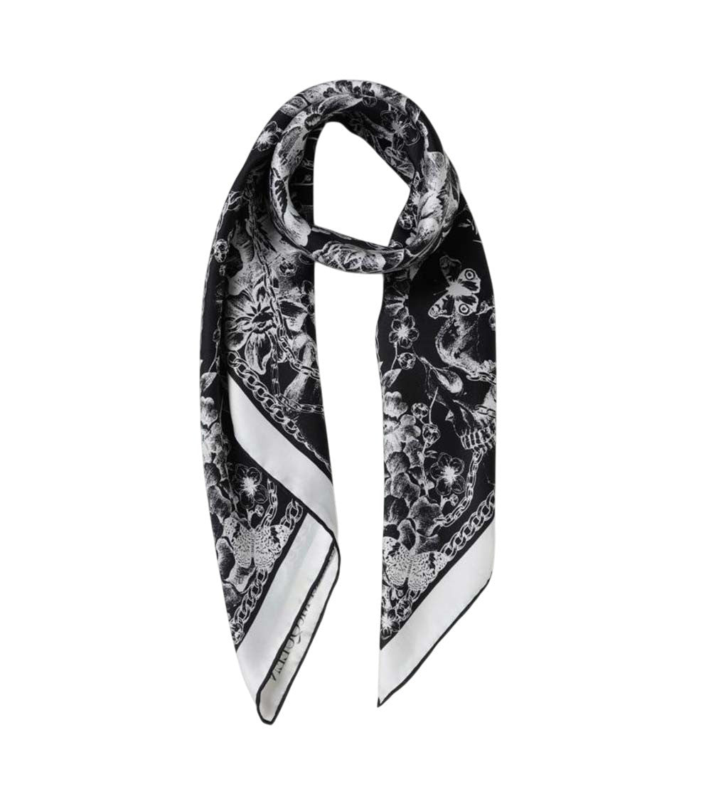 BlackWhite Floral Scarf 2