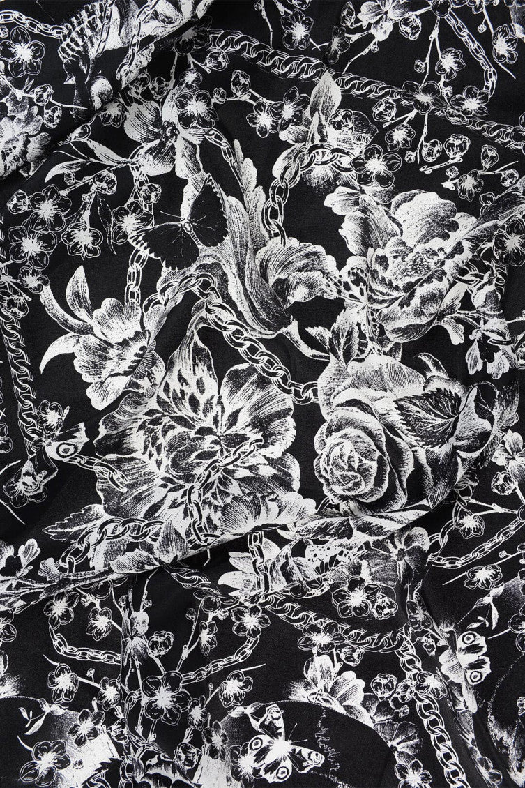 BlackWhite Floral Scarf 4