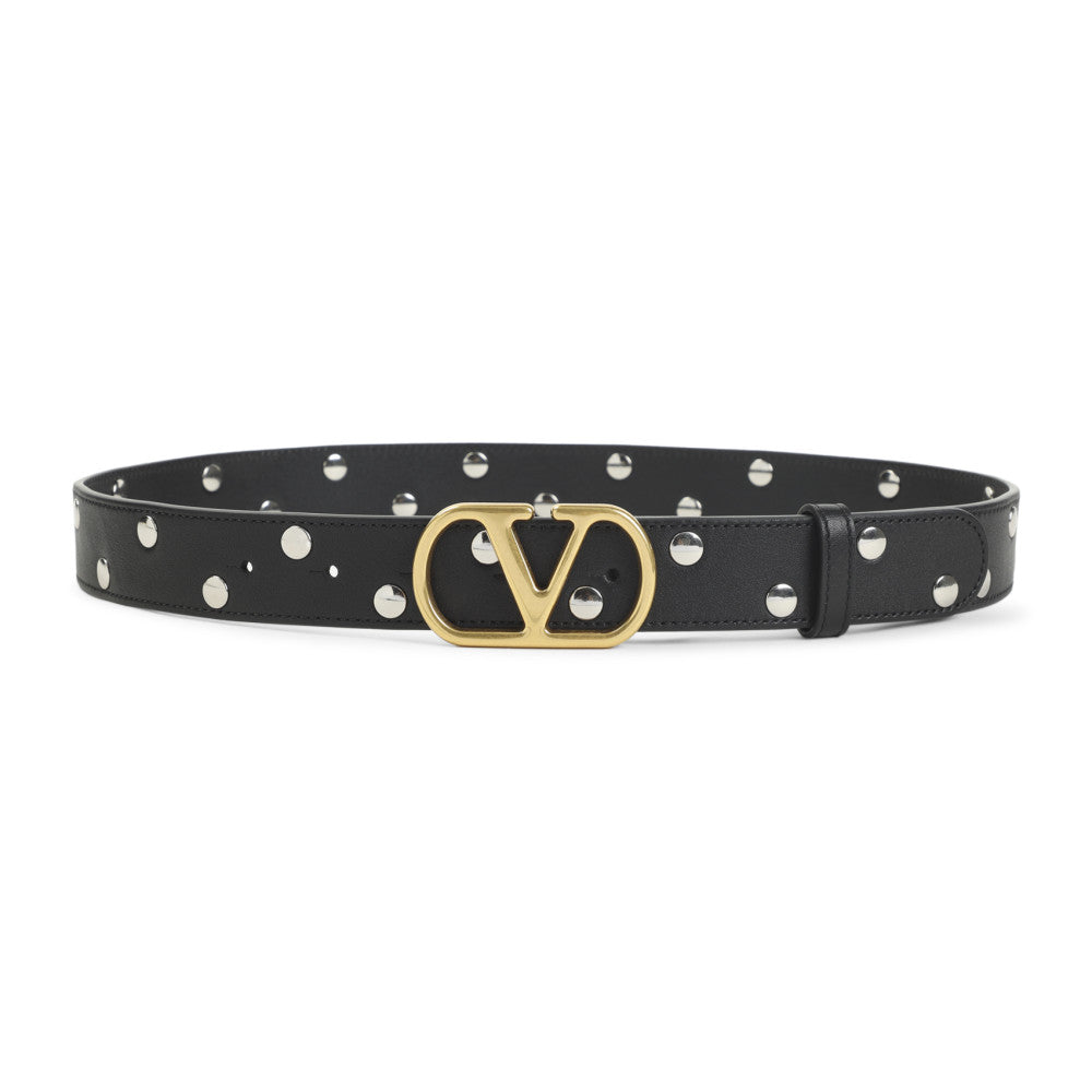 Black Logo Studded Belt 1