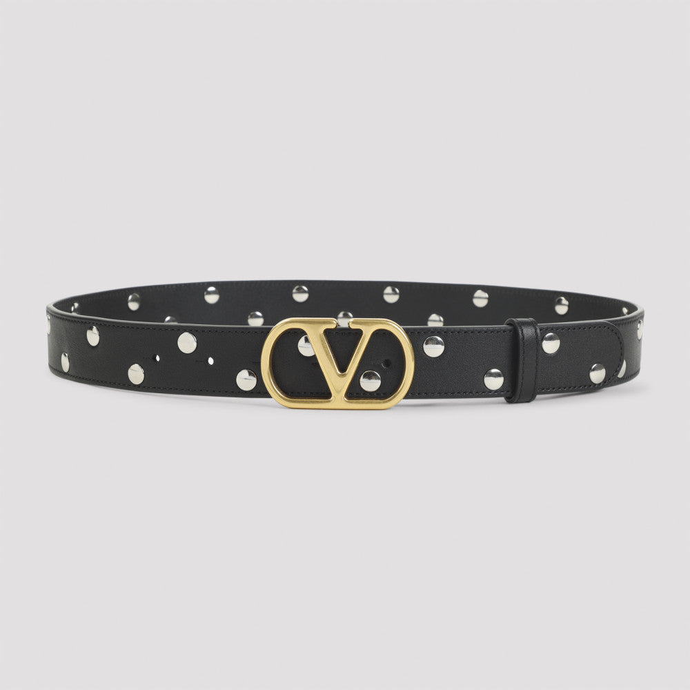 Black Logo Studded Belt 3