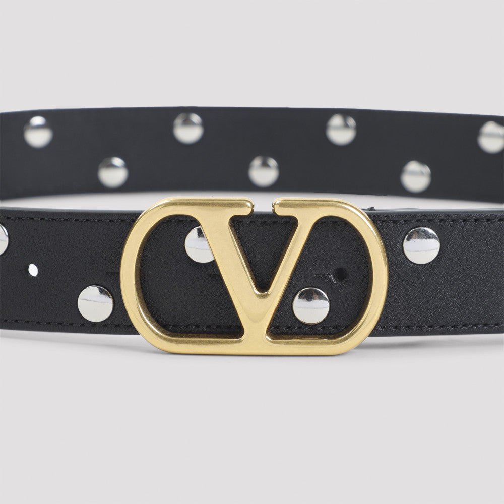 Black Logo Studded Belt 4
