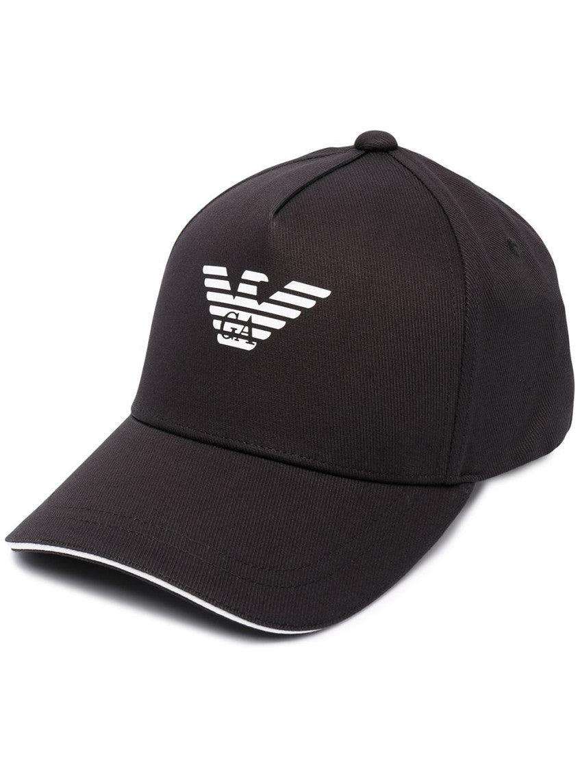 Black Logo cotton baseball cap 1